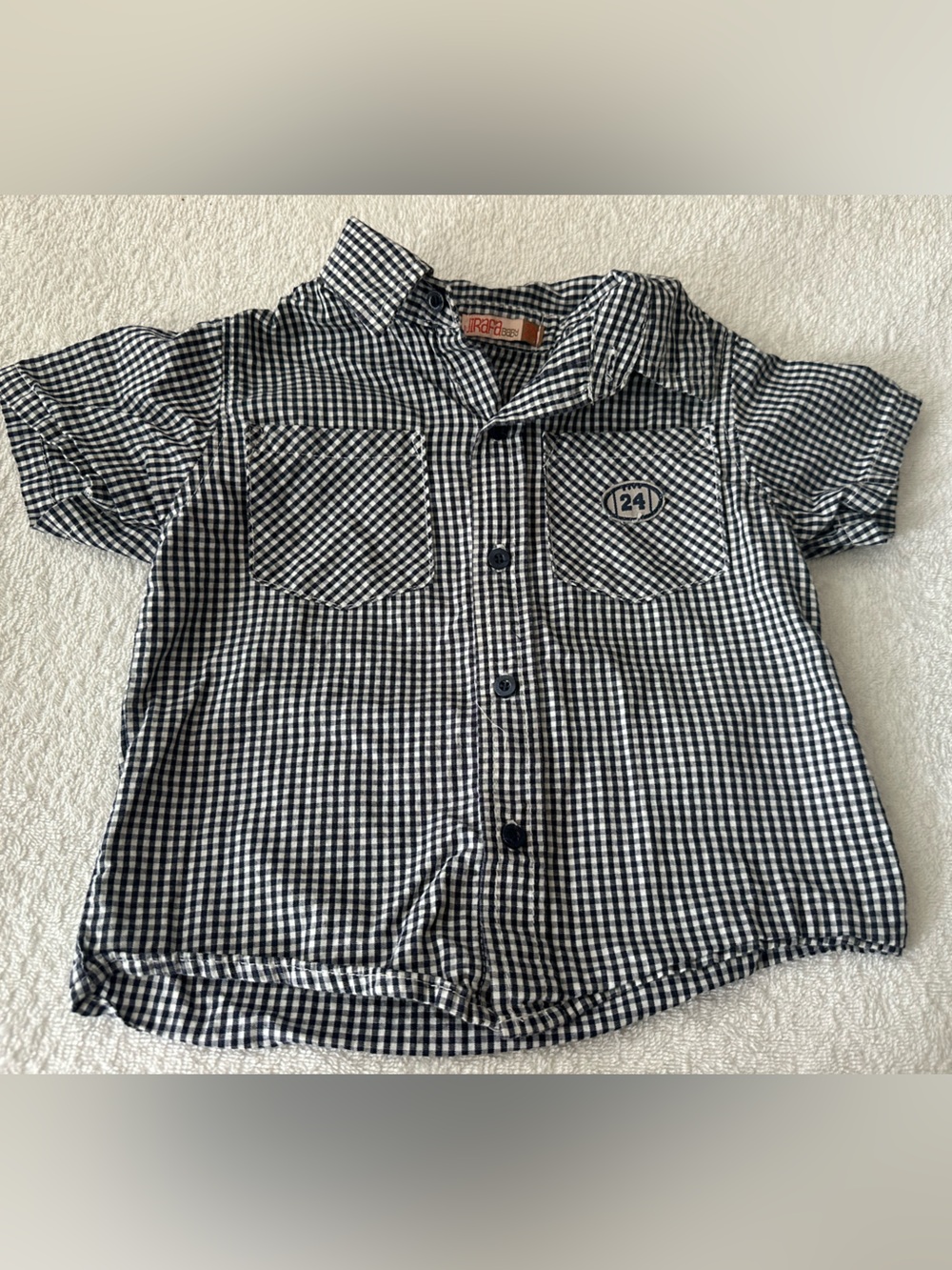 Kids Black & White Gingham Button-Down Shirt by